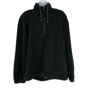 Unionbay Mens Black Sherpa Fleece Pullover Half Zip Large Cozy Warm Sweater